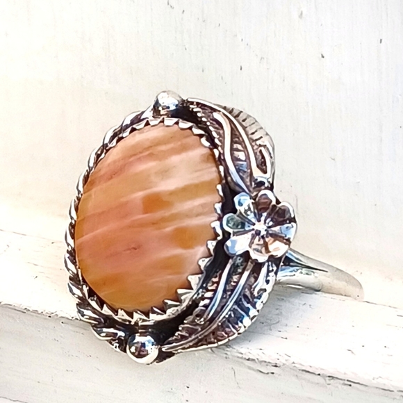 Orange Tone Silver Ring - Picture 3 of 9